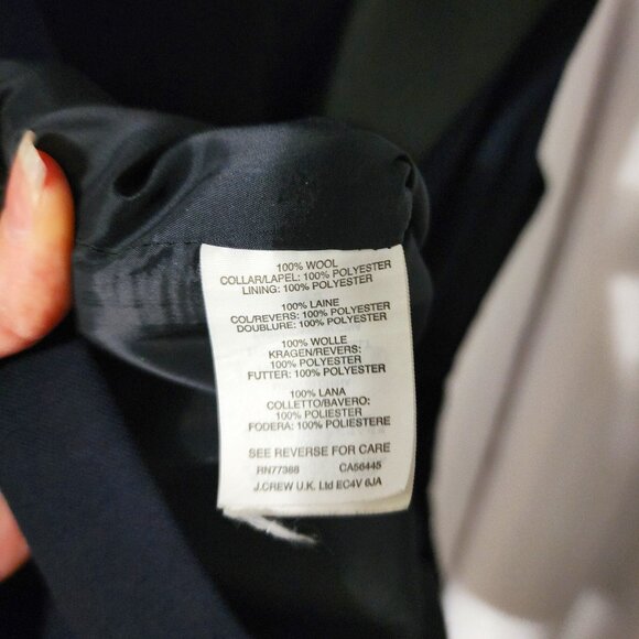 J.Crew Tuxedo Sheath Dress in Super 120s Wool Blue Black 2 - Picture 4 of 6